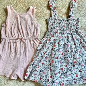 Baby GAP & Old Navy Light Pink Romper and Floral Dress Set